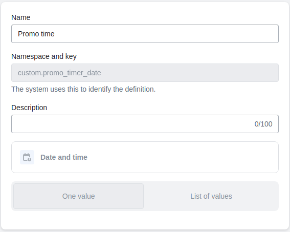 Featured product / product template (Block Countdown timer. Metafield 1)